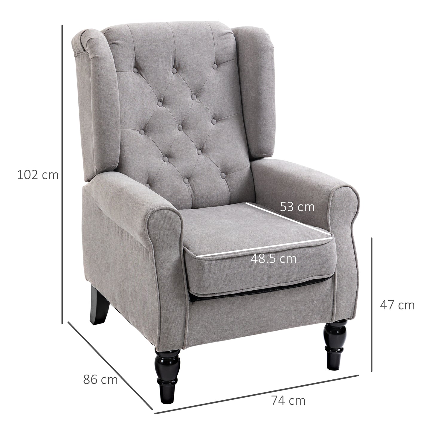 Retro Accent Chair Wingback Armchair with Wood Frame for Living Room