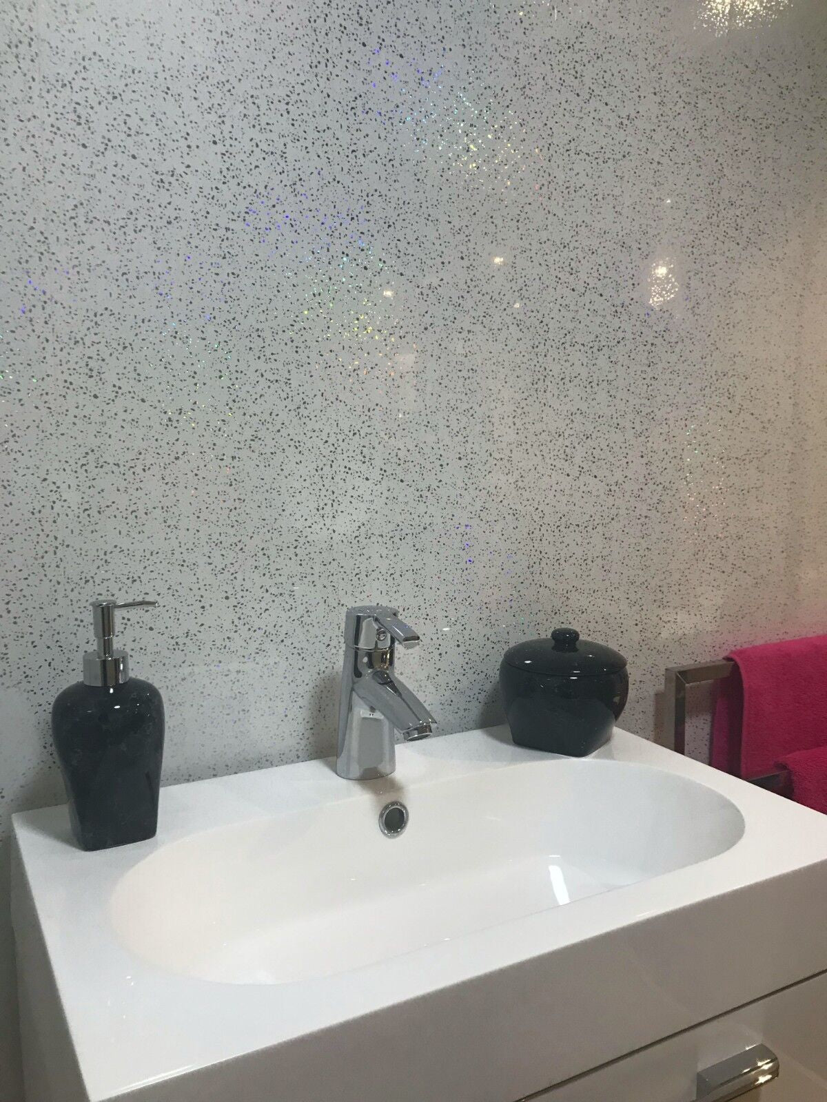10 White Black Grey Sparkle & Marble Shower Wall Panels PVC Bathroom Cladding