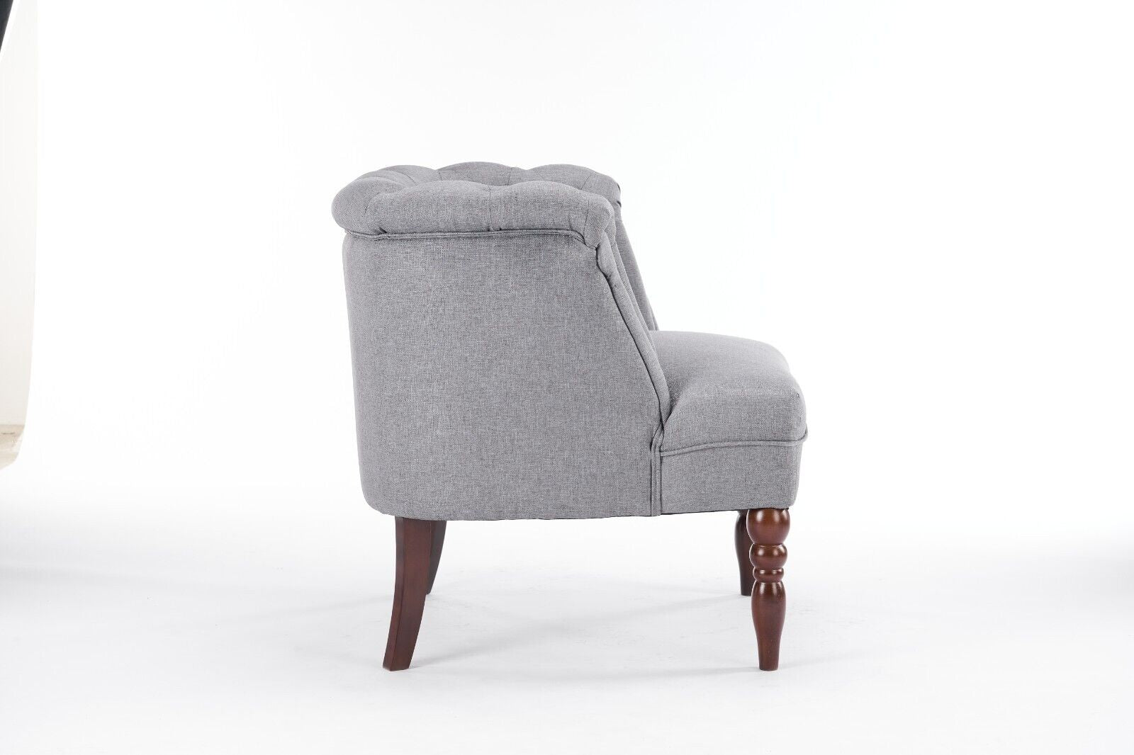 Durable Grey Linen Tub Barrel/Dining Armchair - Stylish Padded Chair for Bedroom