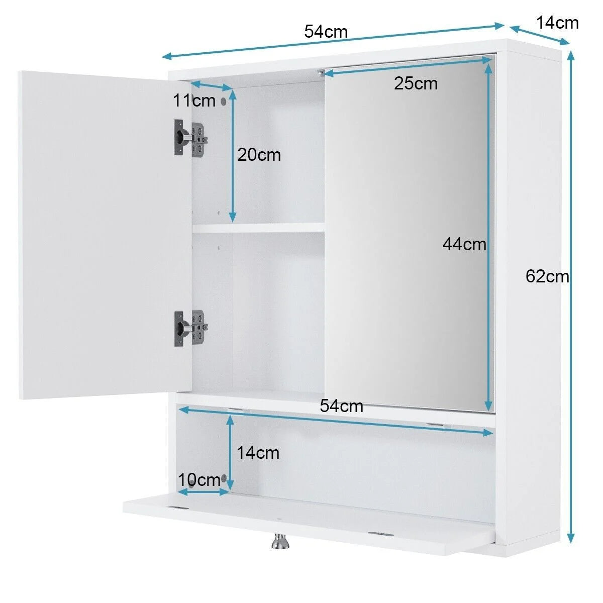 Wall-Mounted Bathroom Mirror Cabinet with Adjustable Shelf