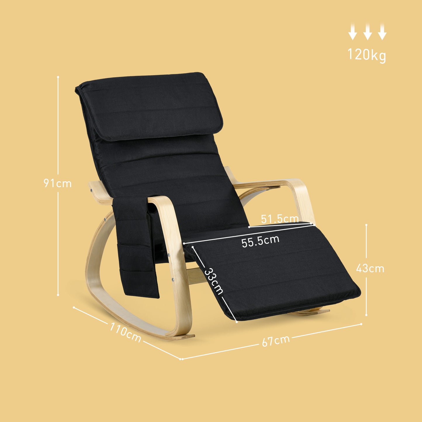 Modern Rocking Lounge Chair Recliner with Adjustable Footrest