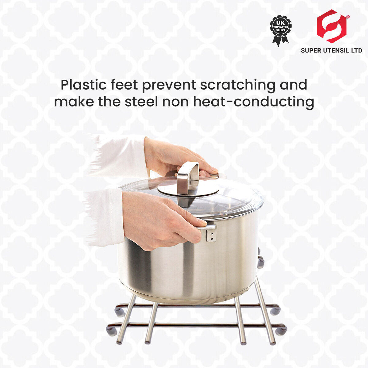 Kitchen Trivet Worktop Saver Hot Pot Pan Stand Rack Stainless Steel 20X20Cm UK