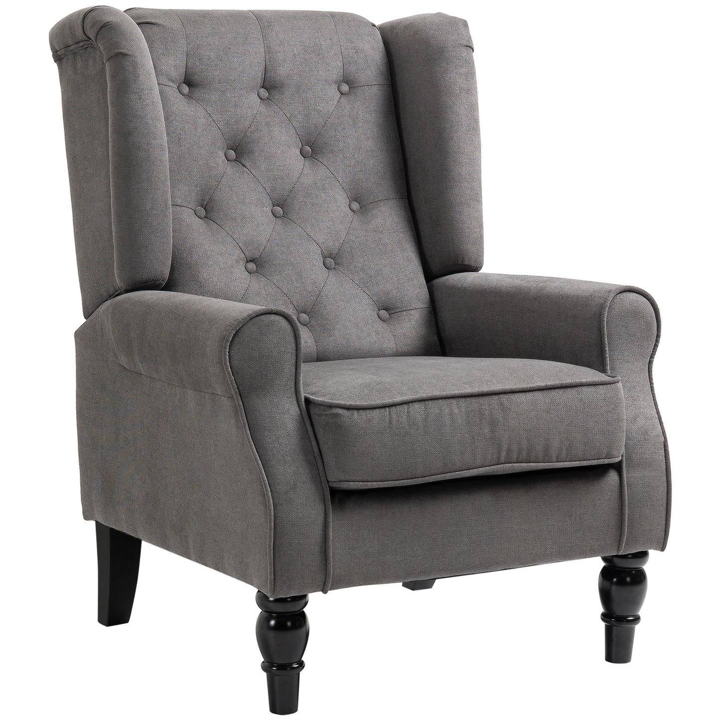 Retro Accent Chair Wingback Armchair with Wood Frame for Living Room
