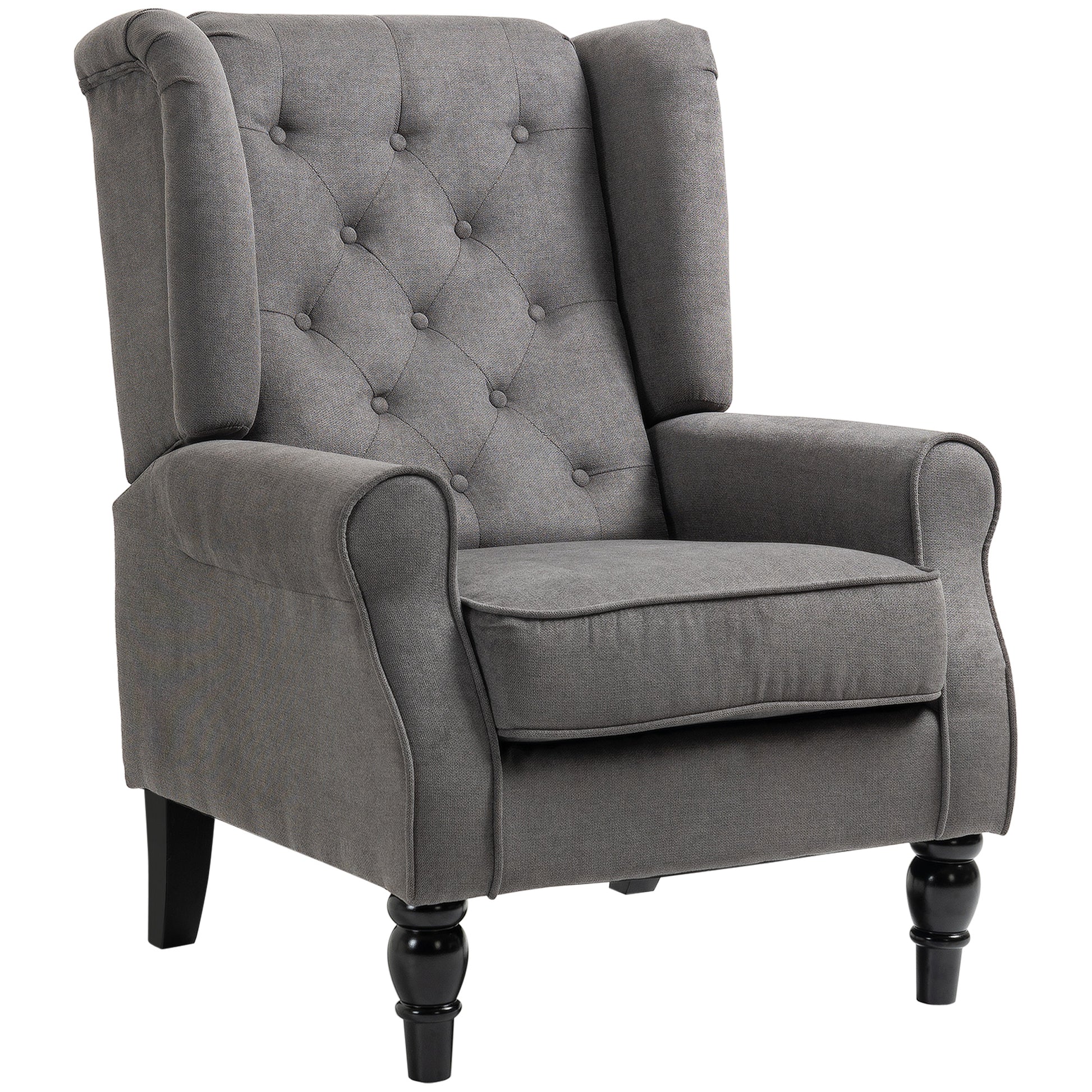 Retro Accent Chair Wingback Armchair with Wood Frame for Living Room