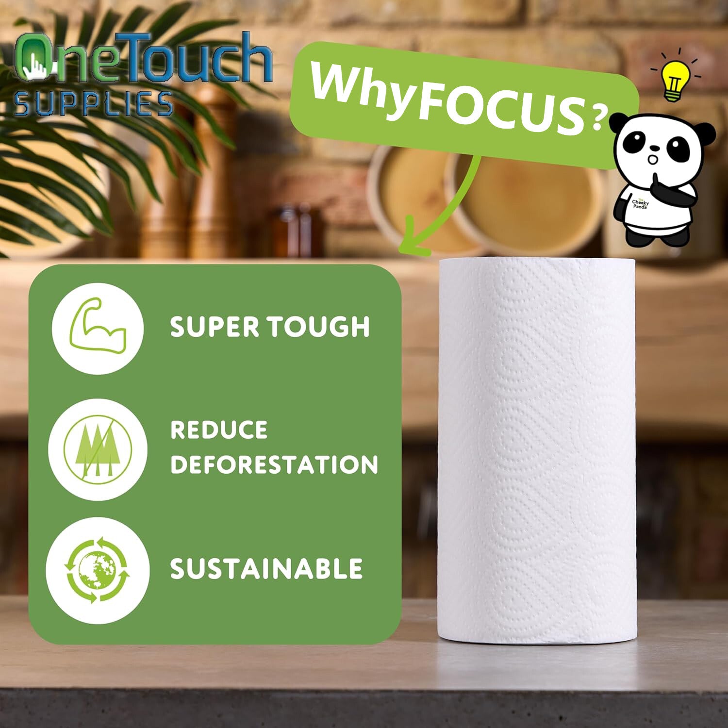 Kitchen Rolls Paper Towels Super Strong White 2 Ply Embossed Absorbent 24 Rolls