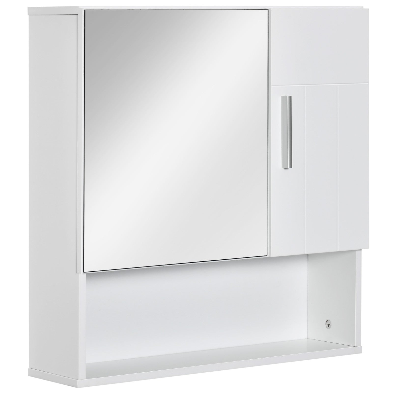 Bathroom Mirror Cabinet Wall Mount Storage Organizer W/ Door, Shelves, White