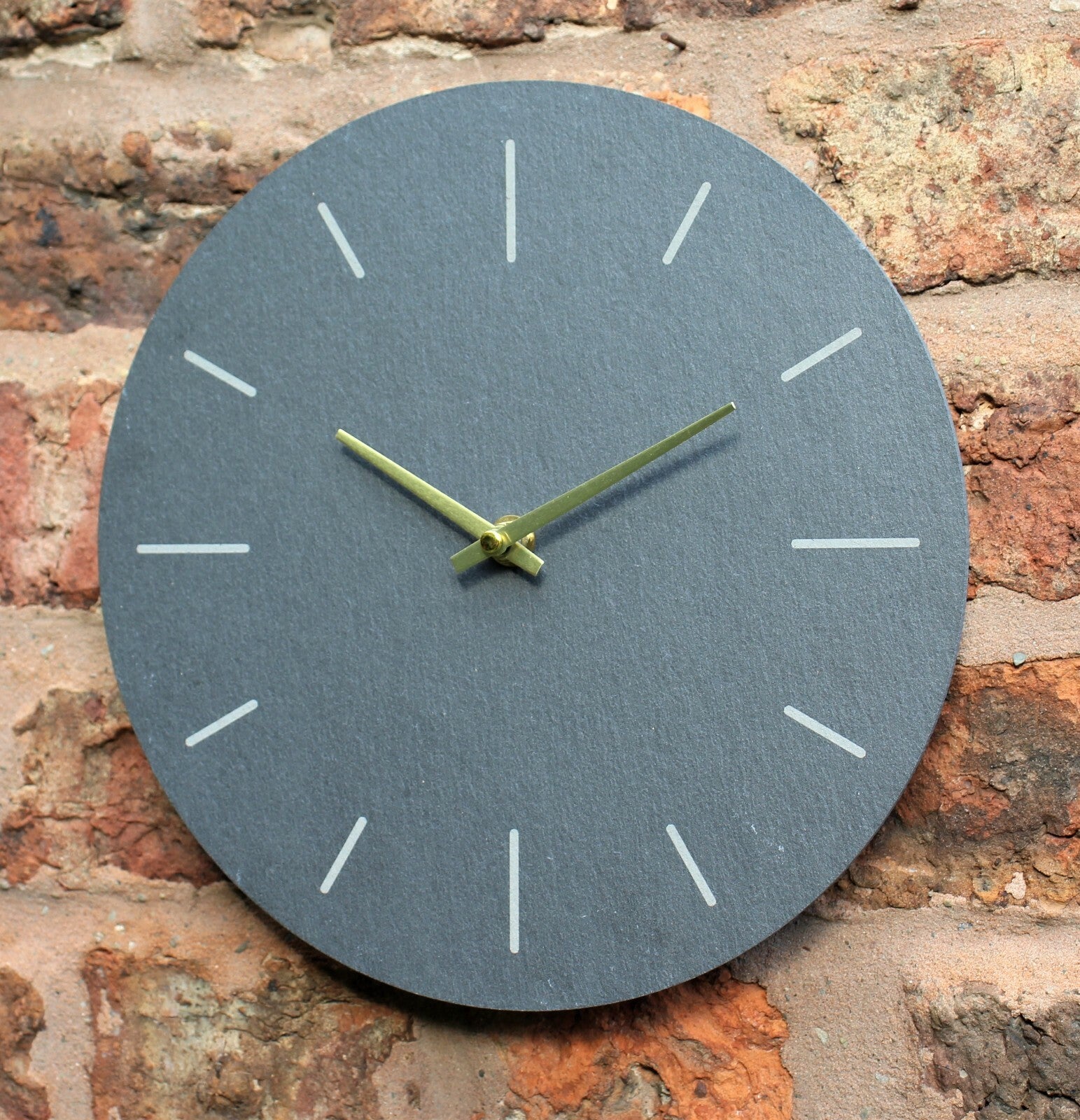 Wall Clock Grey Natural Slate Garden Indoor Outdoor Hand Finished Clock 30Cm