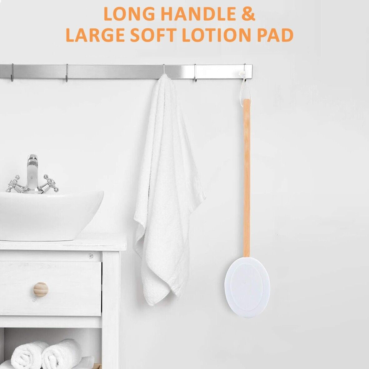 Long Handle Cream Lotion Applicator Body Massager Scrubber SPA Bath Shower Brush