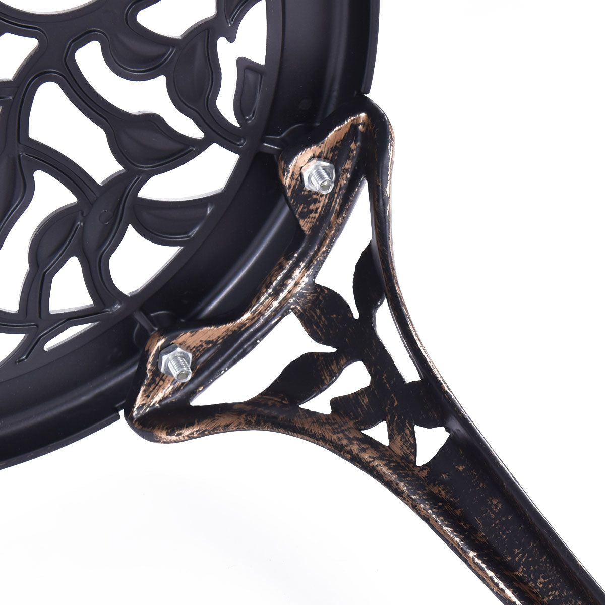 3-Piece Outdoor Bistro Set with Rust-Resistant Cast Aluminum and Leaf Design