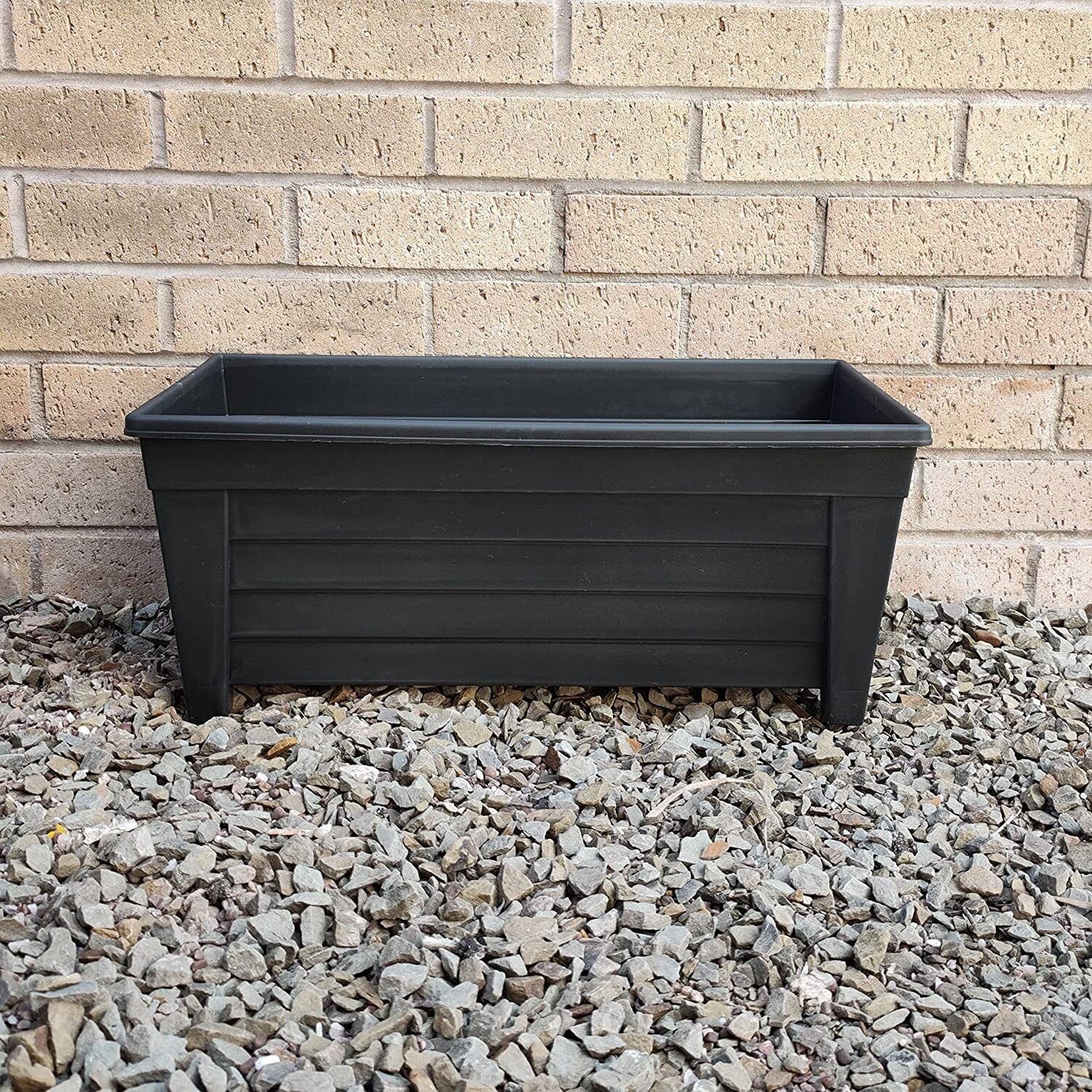 Plant Pot Trough Extra Long Plastic Planter Outdoor Garden 55Cm Black/Brown