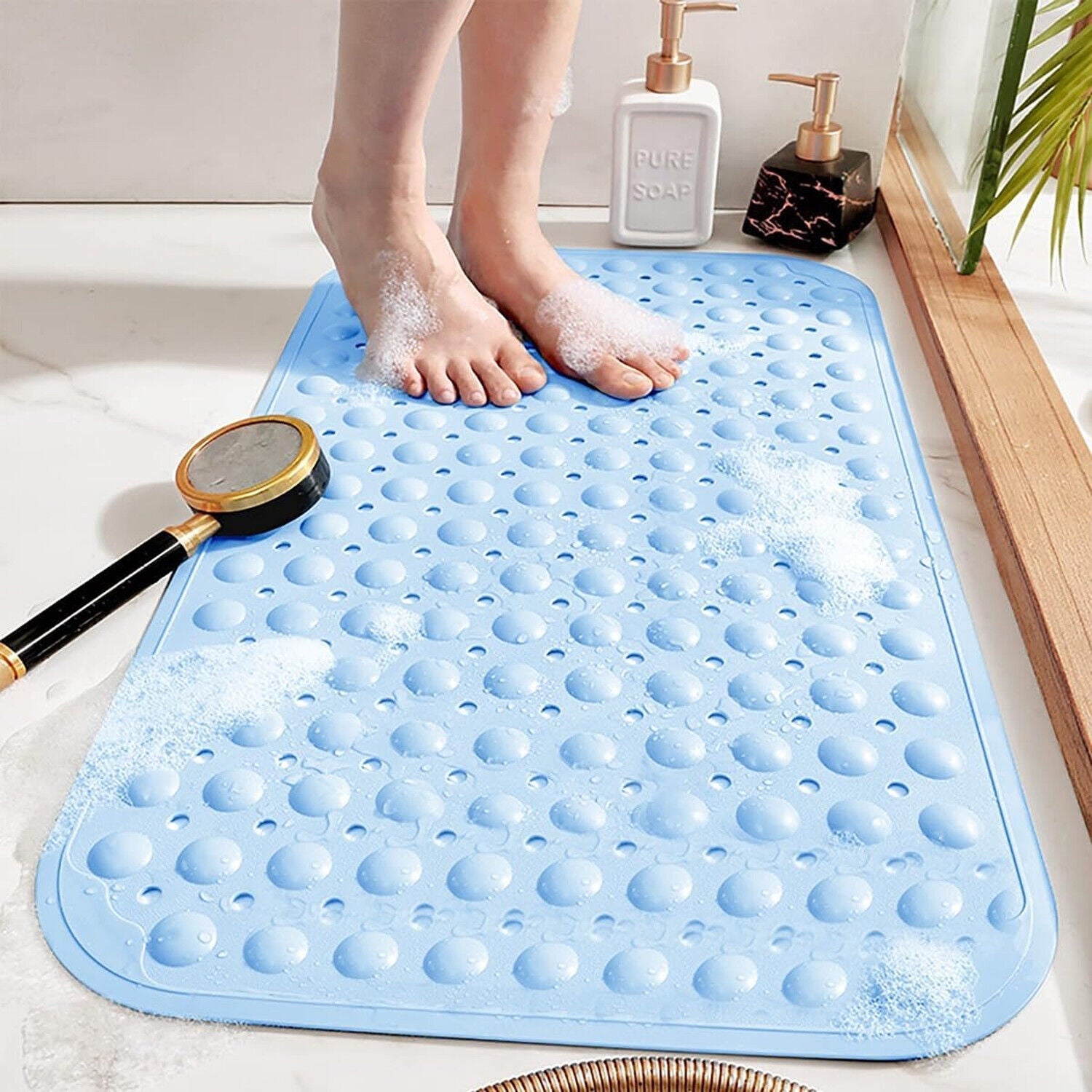 Extra Large Non Slip Bath Mat Bathtub Strong Suction Anti-Mold Rubber Shower Mat