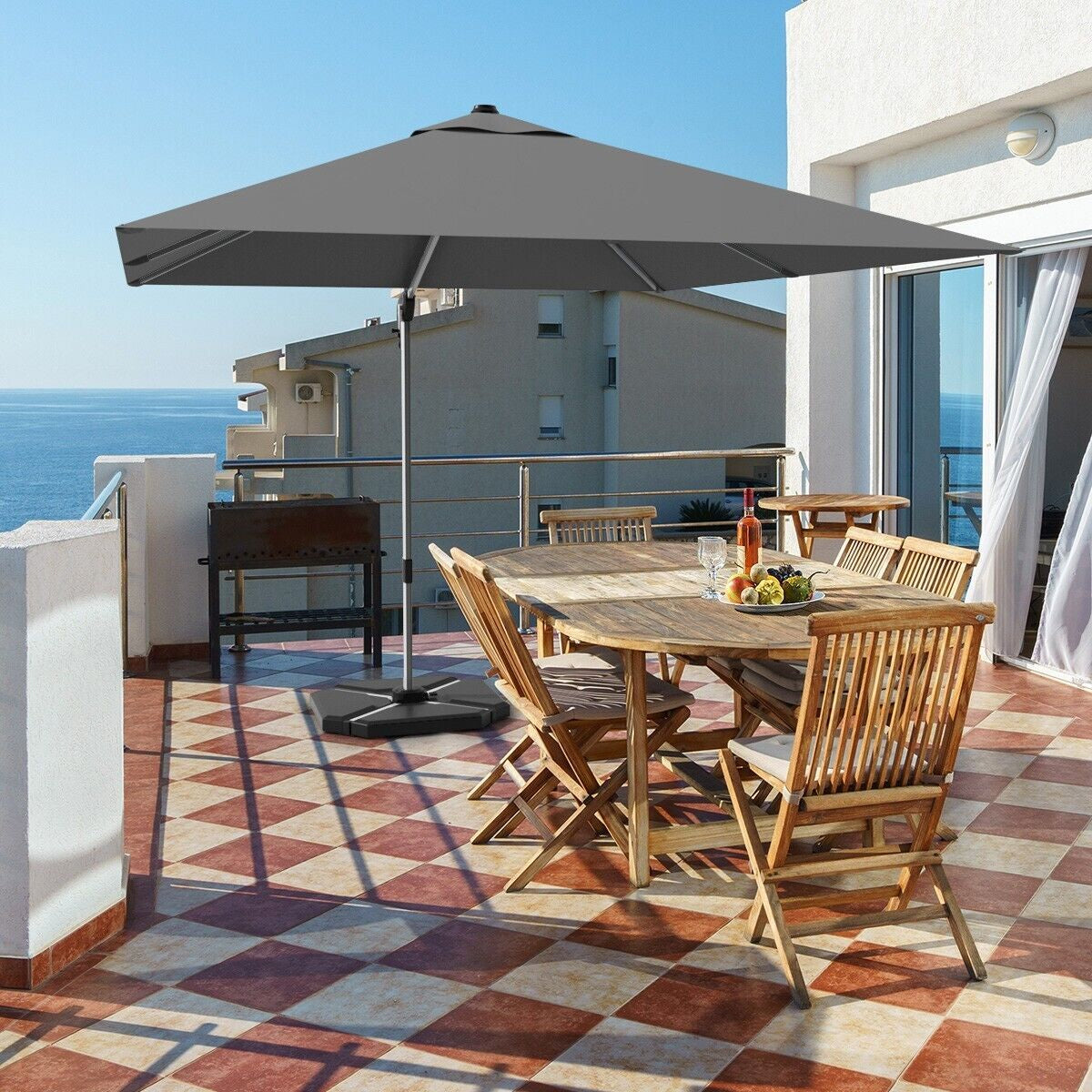 3M Cantilever Garden Parasol with Tilted Design and 360° Rotation