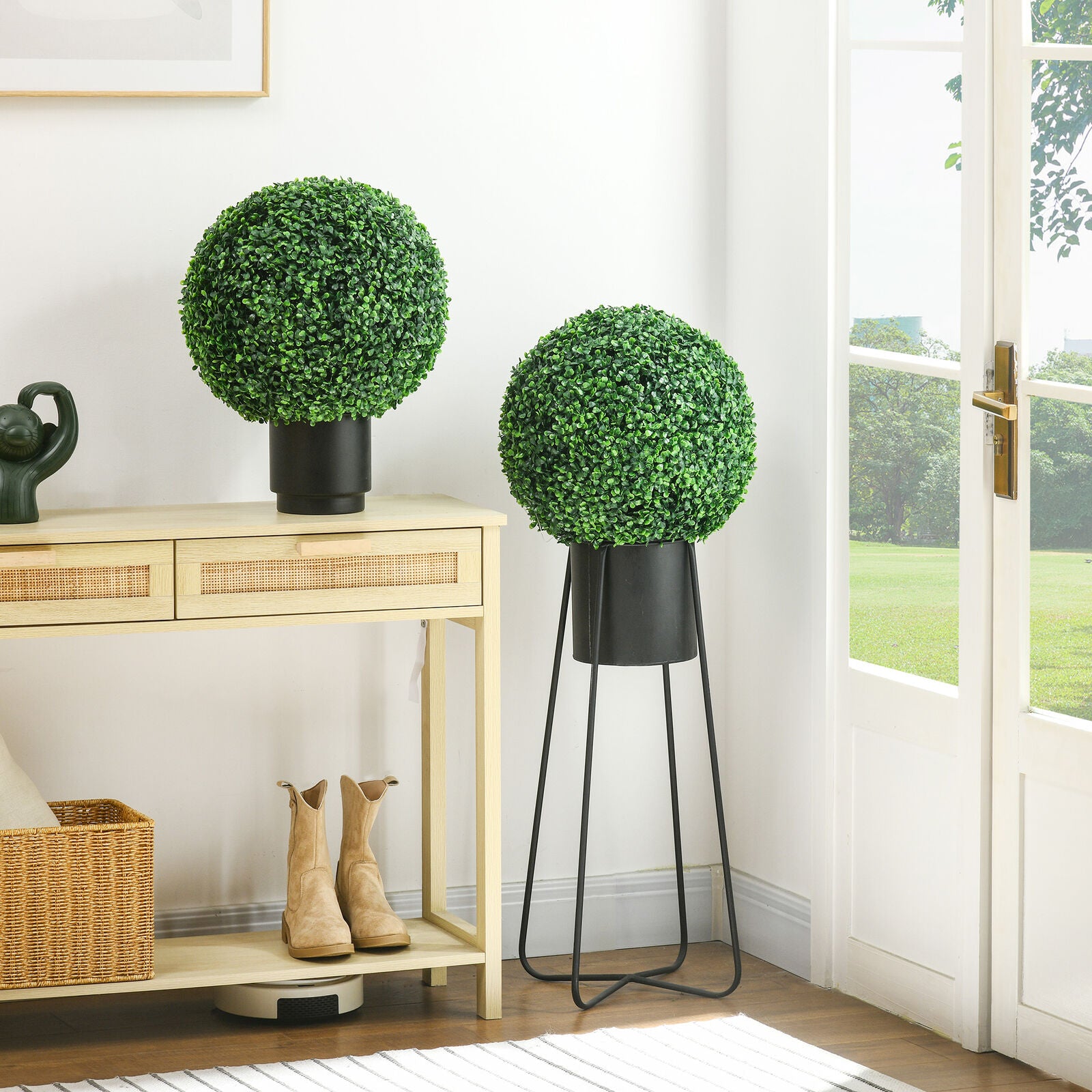 40Cm Artificial Topiary Balls Set of 2 Hanging Faux Boxwood Balls for Home