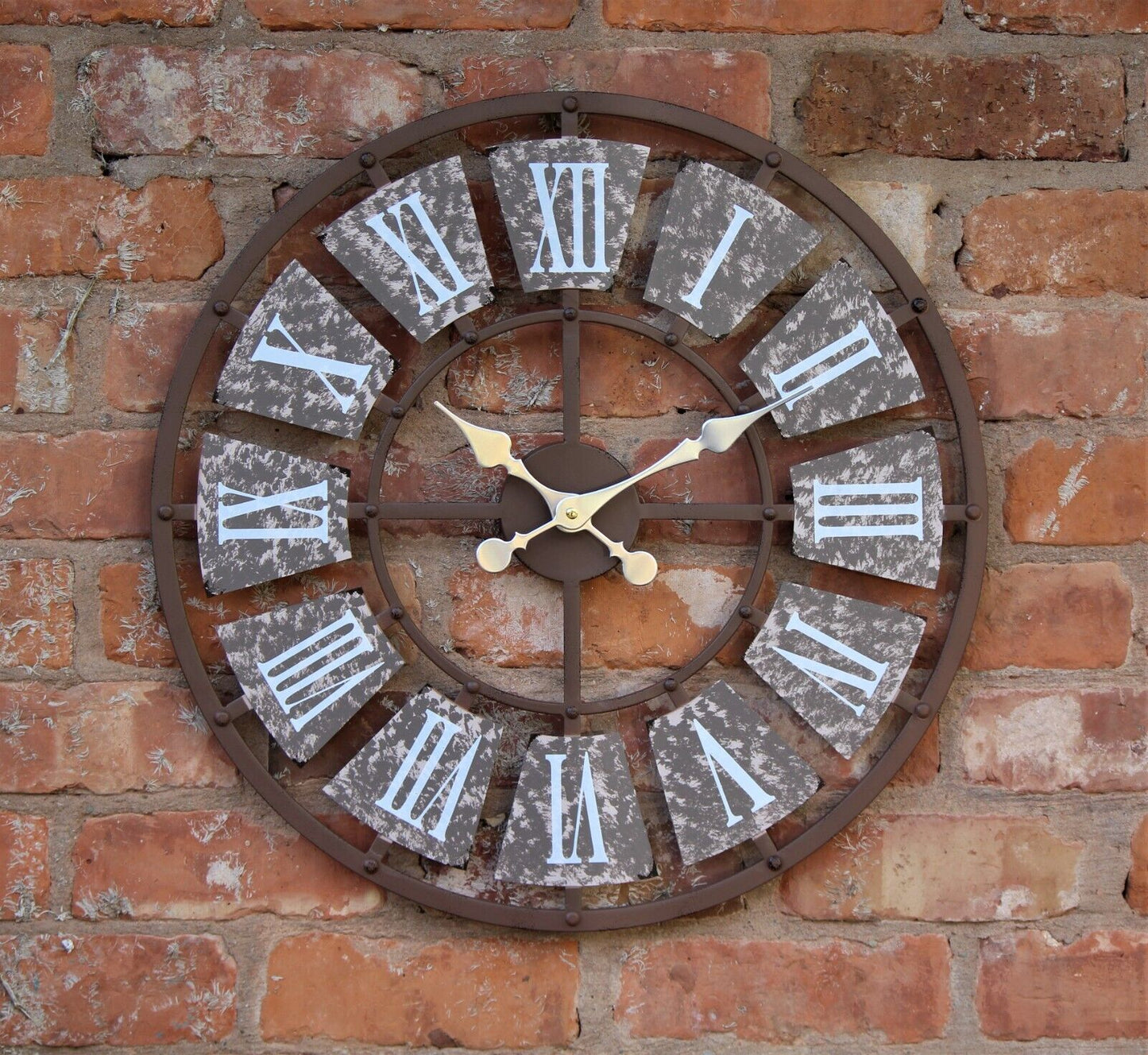 GARDEN WALL CLOCK LARGE INDOOR OUTDOOR GIANT OPEN FACE METAL 58CM