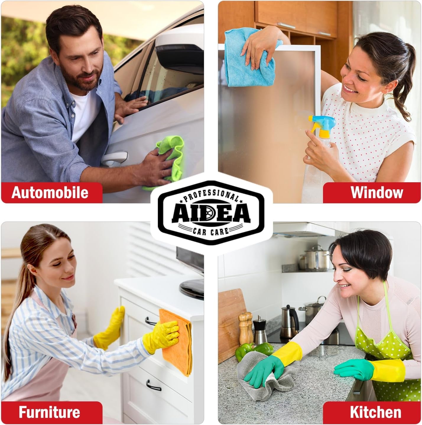 Microfibre Cloth 24 Pack-Premium All-Purpose Cleaning Cloths for Cars-Soft & Absorbent Lint Free Streak Free Wash Cloth for House, Kitchen, Windows,30X40Cm