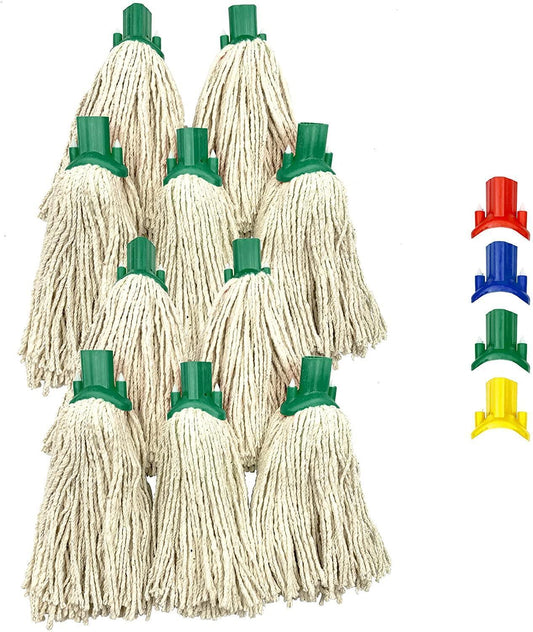10X Green Cotton Floor Mop Heads Set Replacement Heavy Duty Cleaning Kitchen