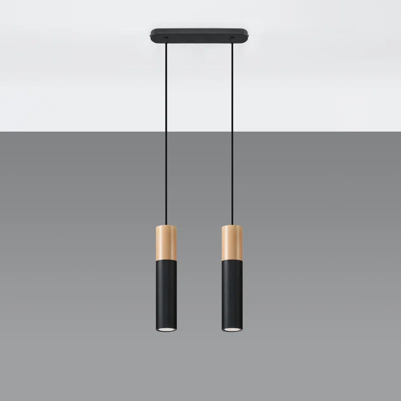 Dubin 2 - Light Kitchen Island;Cylinder;Cluster Cylinder Pendant with Wood Accents