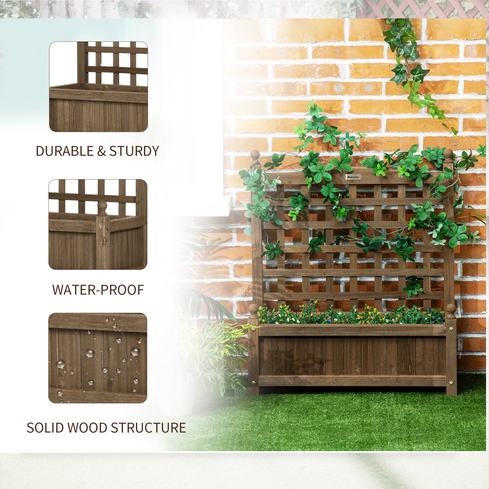 Garden Planters with Trellis for Climbing Vines Indoor Outdoor