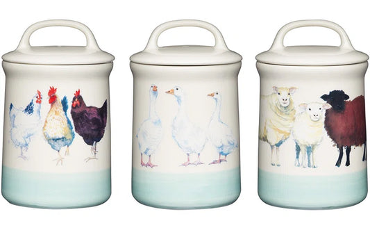 Apple Farm Stoneware Coffee, Tea and Sugar Canisters