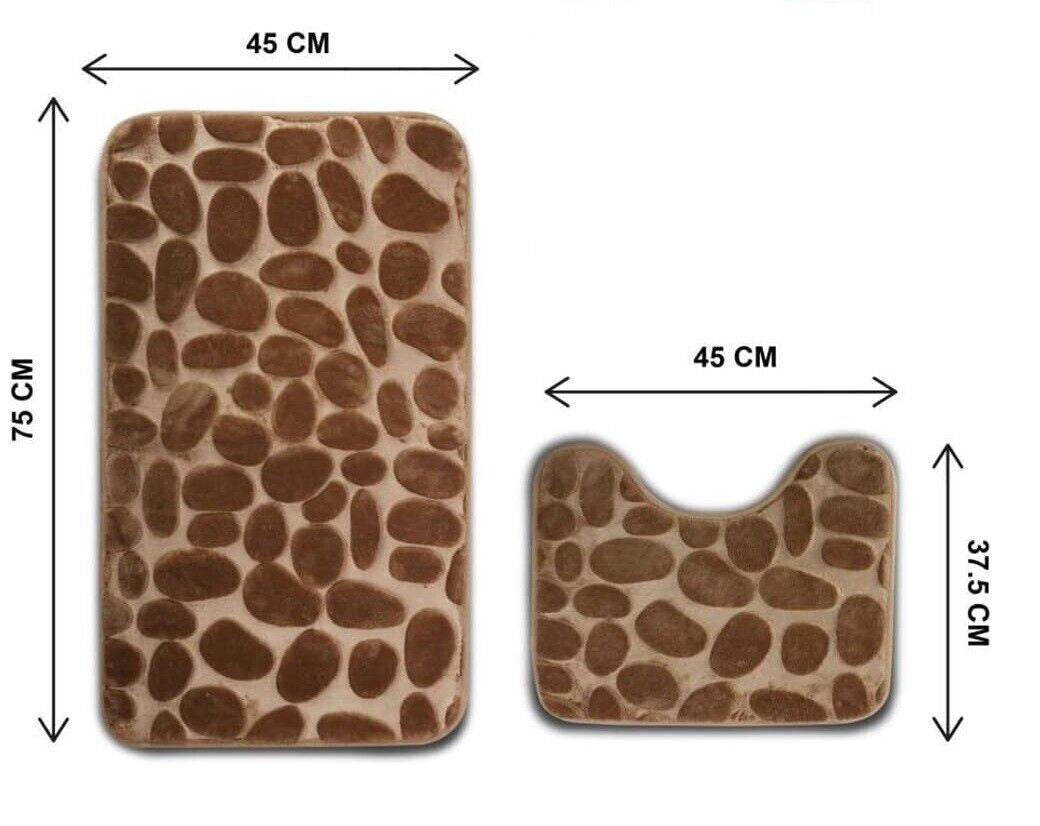 2 PCS Bathroom NON SLIP BATH MAT MEMORY FOAM ULTRA SOFT TOILET BATHROOM RUGS