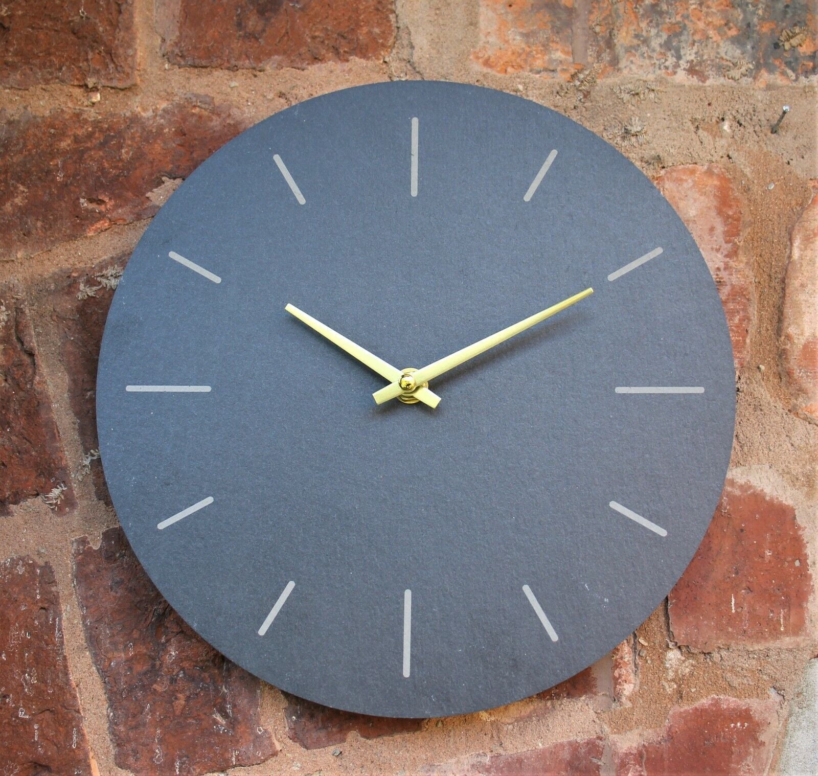 Wall Clock Grey Natural Slate Garden Indoor Outdoor Hand Finished Clock 30Cm