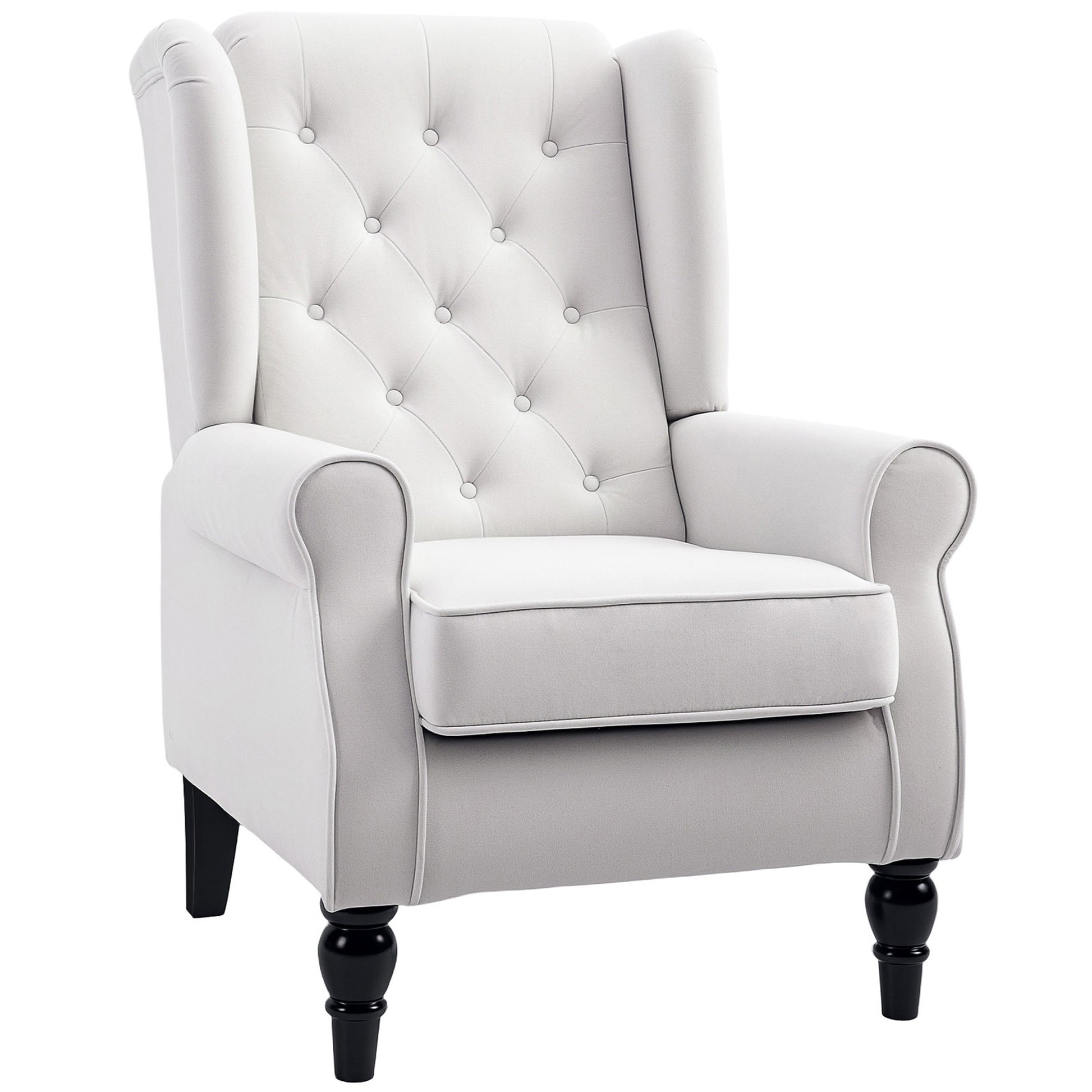 Retro Accent Chair Wingback Armchair with Wood Frame for Living Room