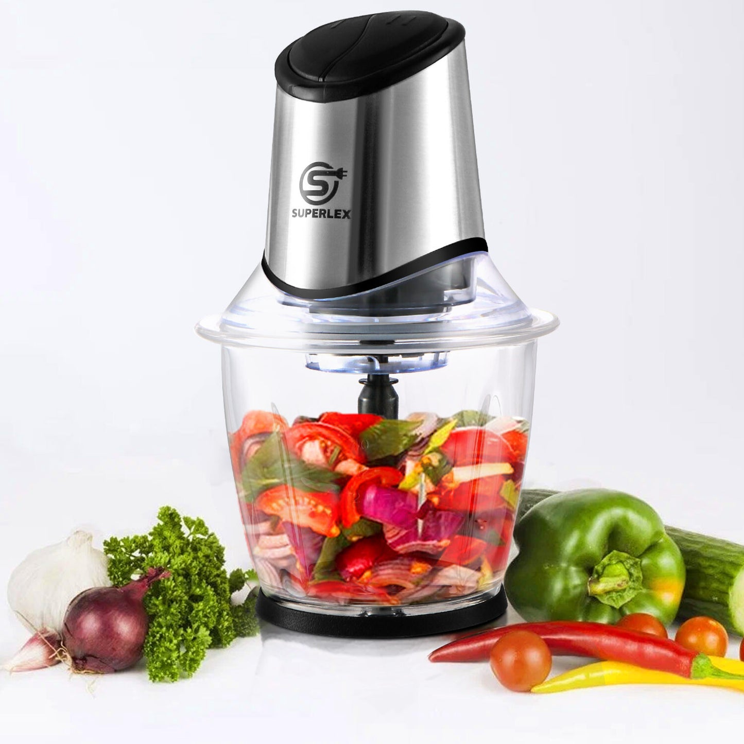 Mini Chopper Electric Blender& One Button Operation,Easy Clean with Nuts Grinder