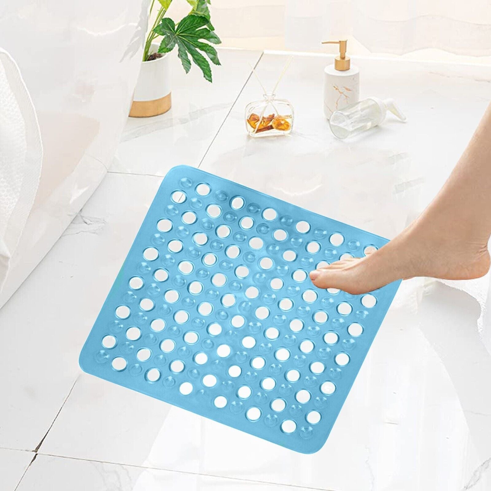 BATH SHOWER MAT NON SLIP PVC BATHROOM RUBBER MATS anti SLIP SUCTION 43 X 43 Cm