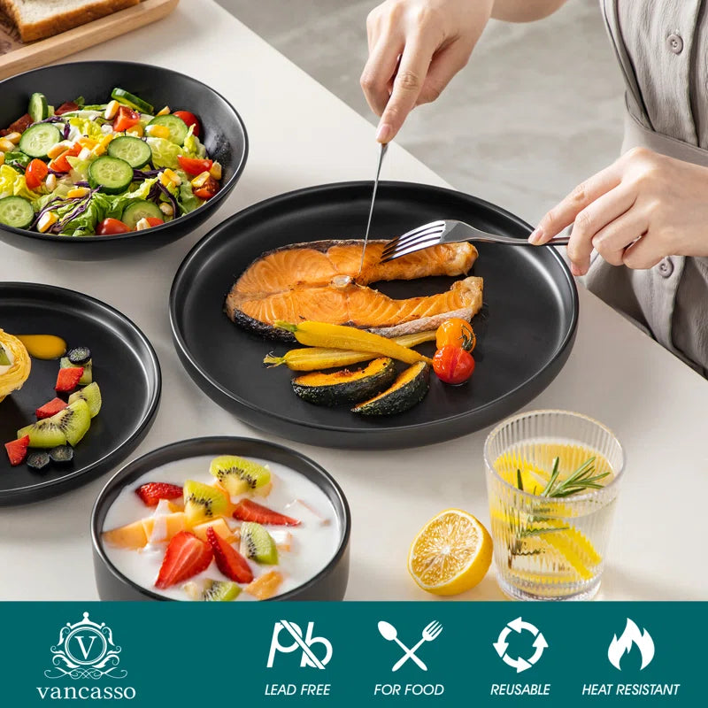 24 Piece Stoneware Dinnerware Set - Service for 6