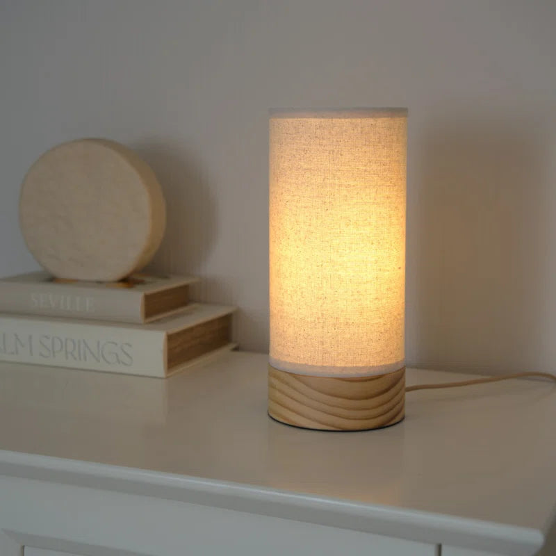 Rollyn Pair of Natural Bamboo Fabric Wooden Table Lamps