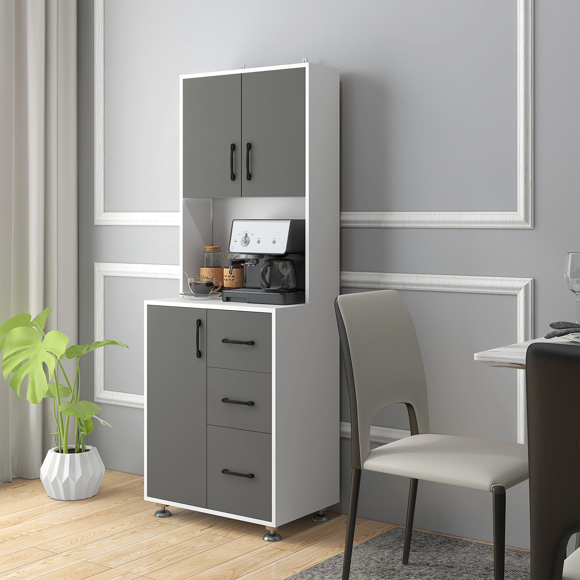 Modern Kitchen Cupboard with Storage Cabinets, 3 Drawers for Living Room