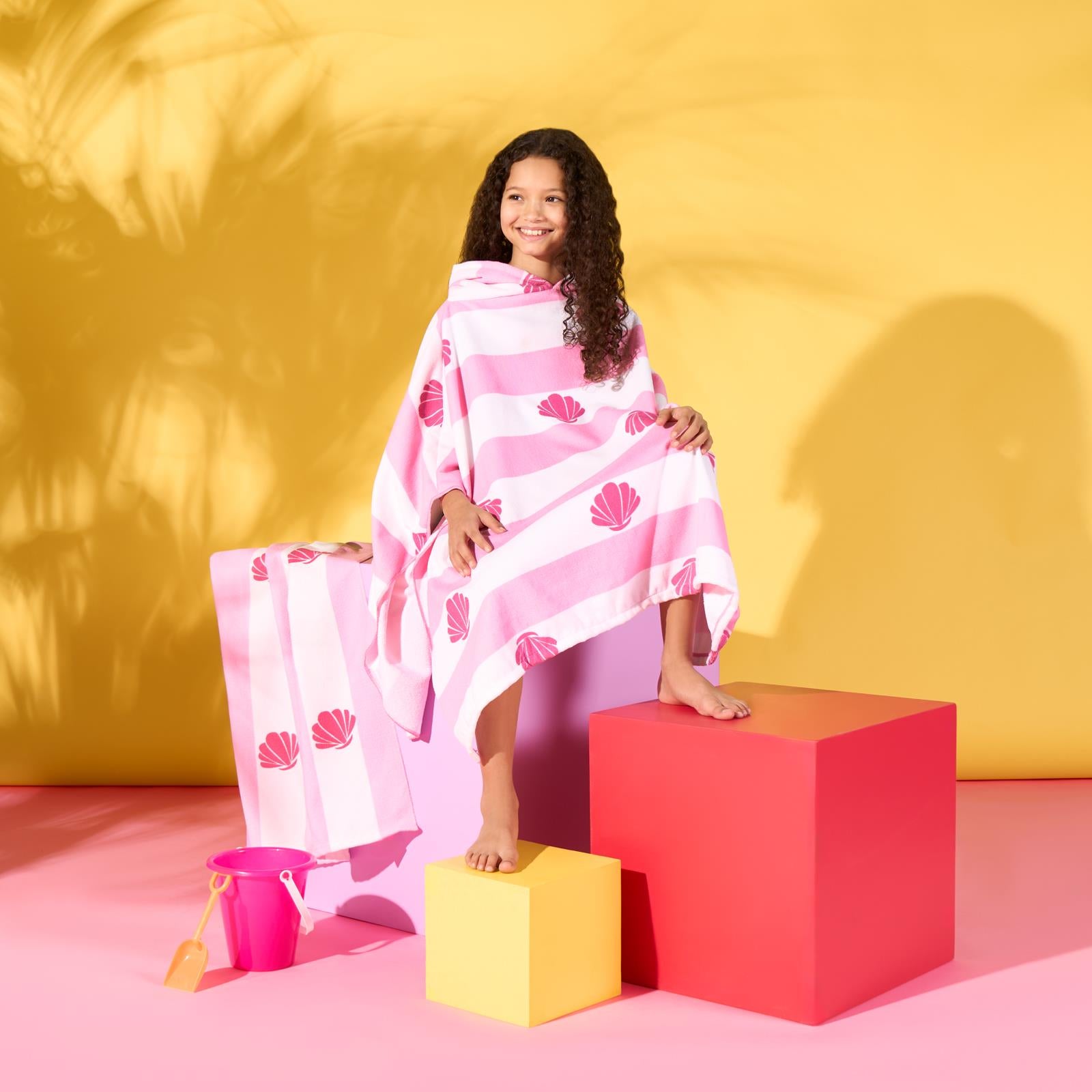 Kids Poncho Beach Towel Hooded Quick Dry Microfibre Holiday Swimming Absorbent