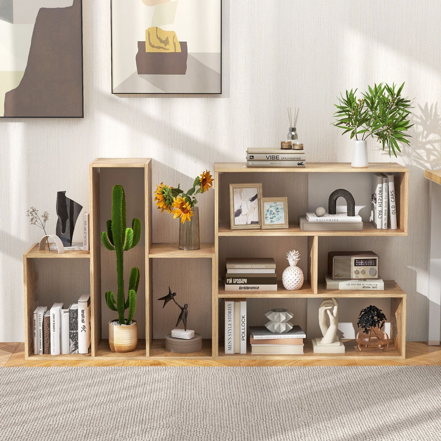 Concave/Convex Bookshelf for Living Room Bedroom Study Office
