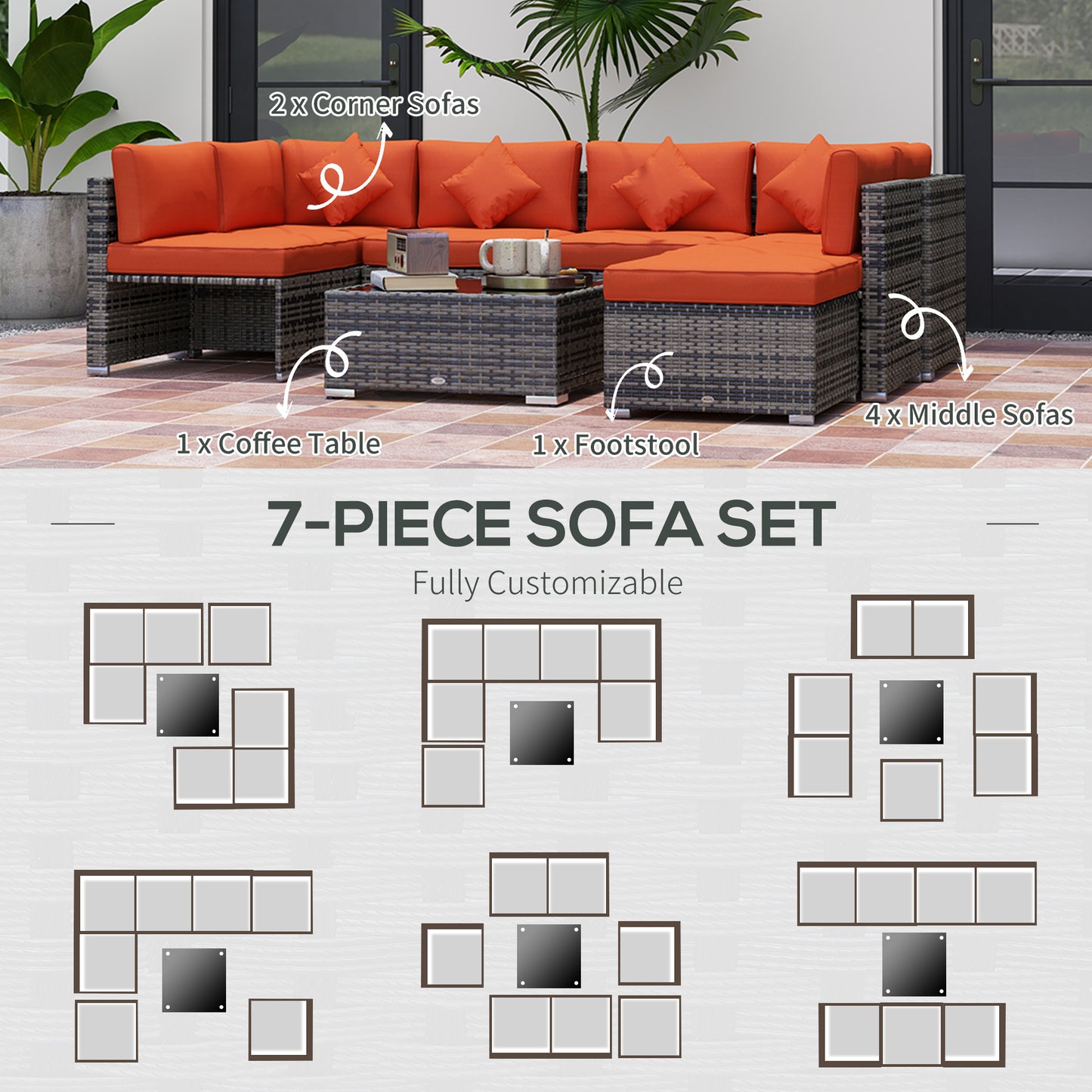 Rattan Outdoor Garden Furniture Patio Corner Sofa Set with Cushions