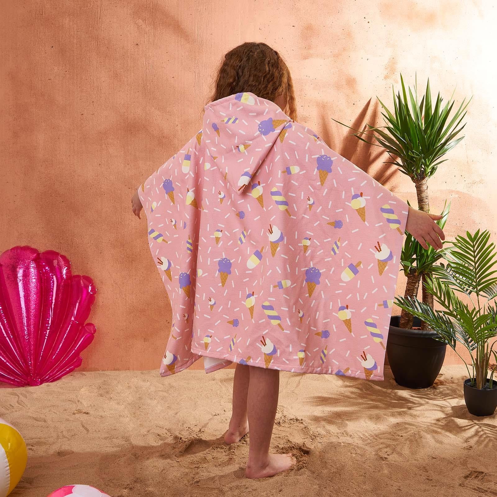 Kids Poncho Beach Towel Hooded Quick Dry Microfibre Holiday Swimming Absorbent