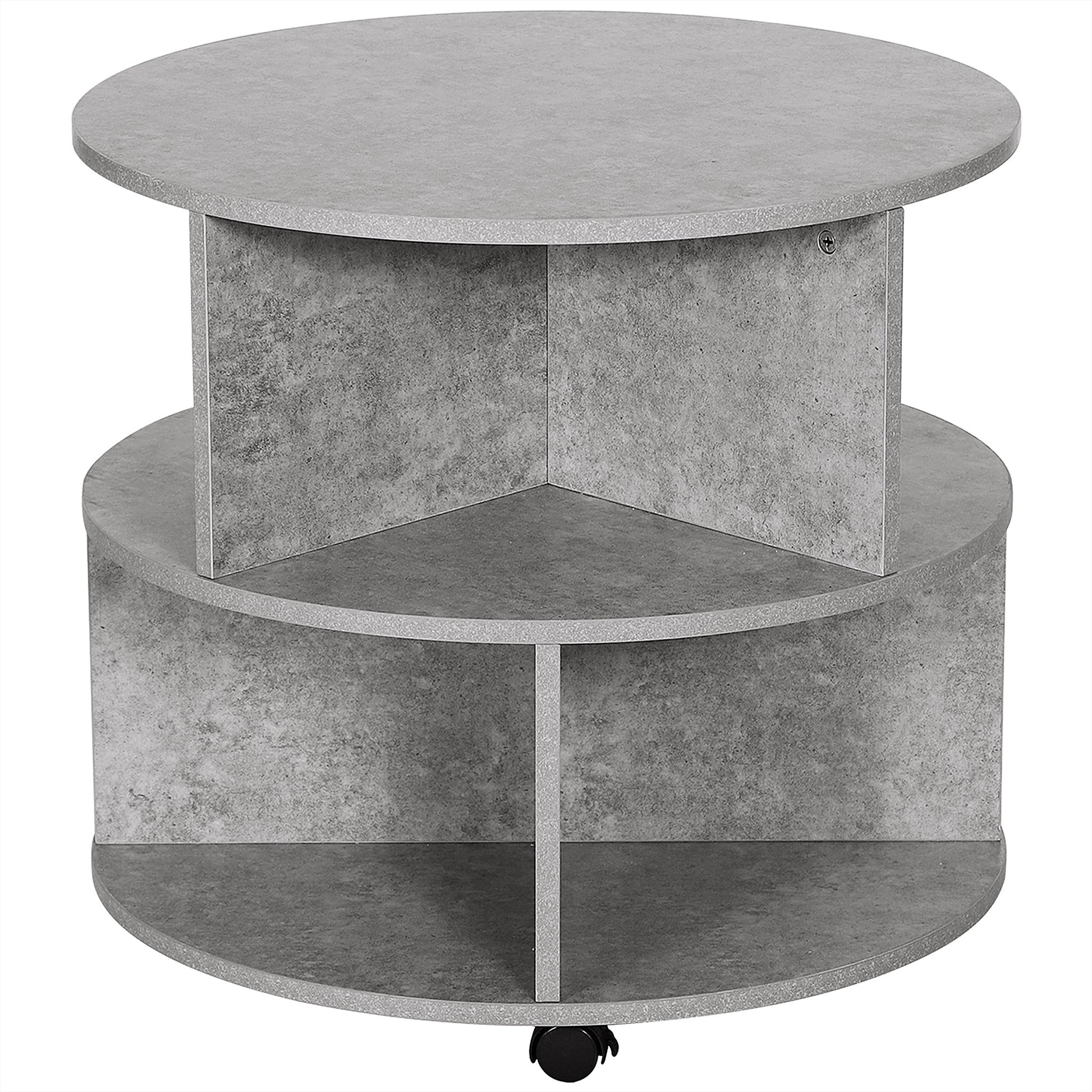 3 Tier round Coffee Table with Storage Shelves for Living Room