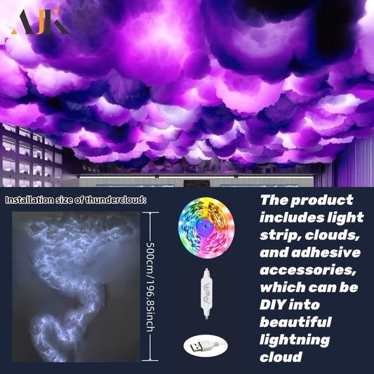 1pc 3D Thundercloud LED Light with Color & Brightness Variation, Intelligent Sensing