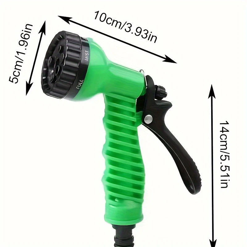 3X Telescopic Heavy-Duty Rubber Garden Hose with High-Pressure Water Gun