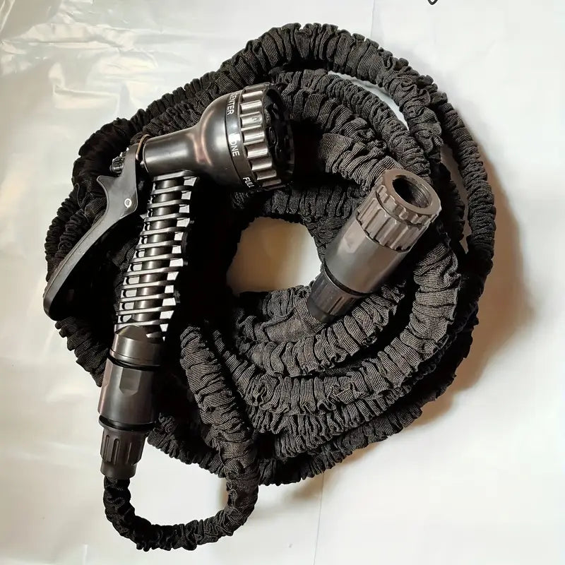 3X Telescopic Heavy-Duty Rubber Garden Hose with High-Pressure Water Gun