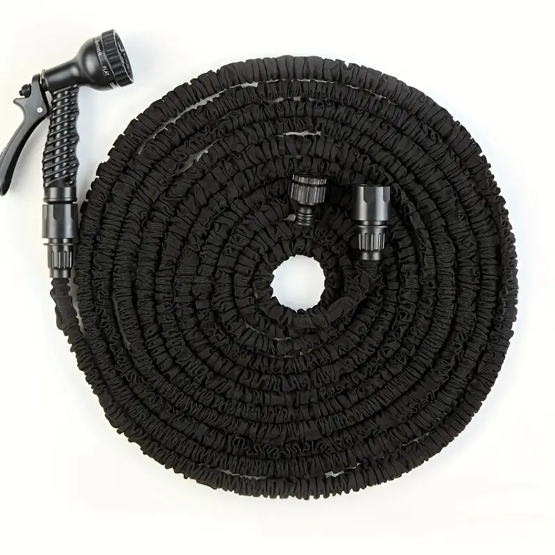 3X Telescopic Heavy-Duty Rubber Garden Hose with High-Pressure Water Gun