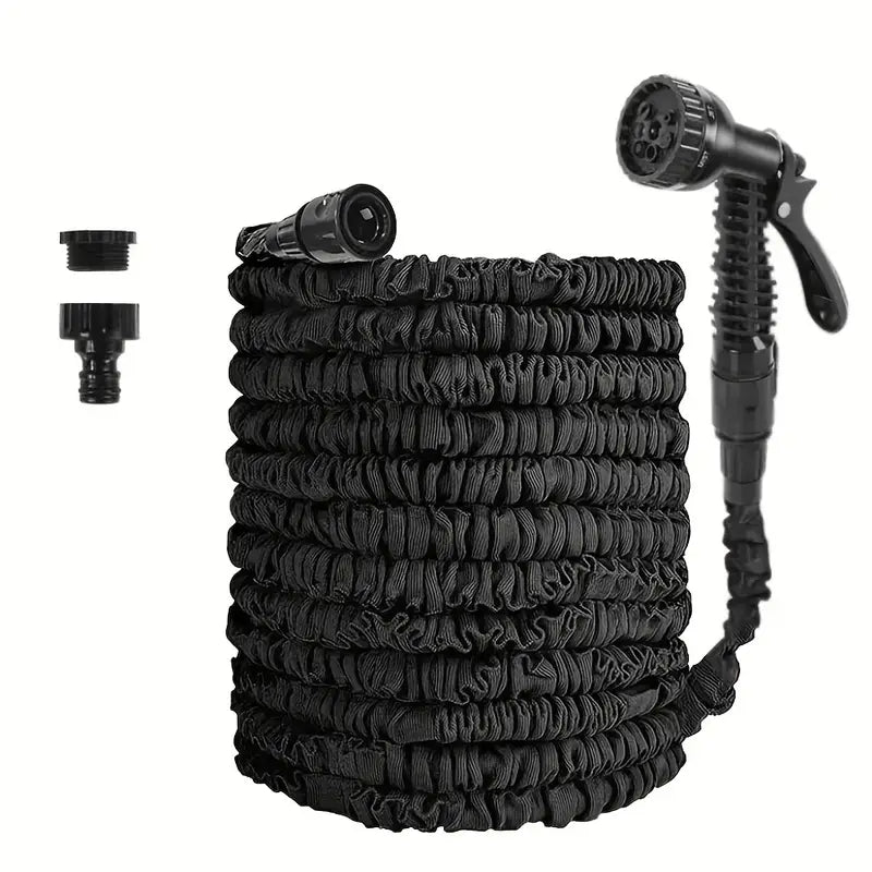 3X Telescopic Heavy-Duty Rubber Garden Hose with High-Pressure Water Gun