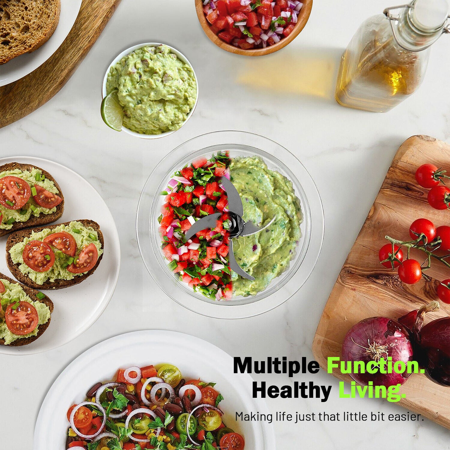 Mini Chopper Electric Blender& One Button Operation,Easy Clean with Nuts Grinder