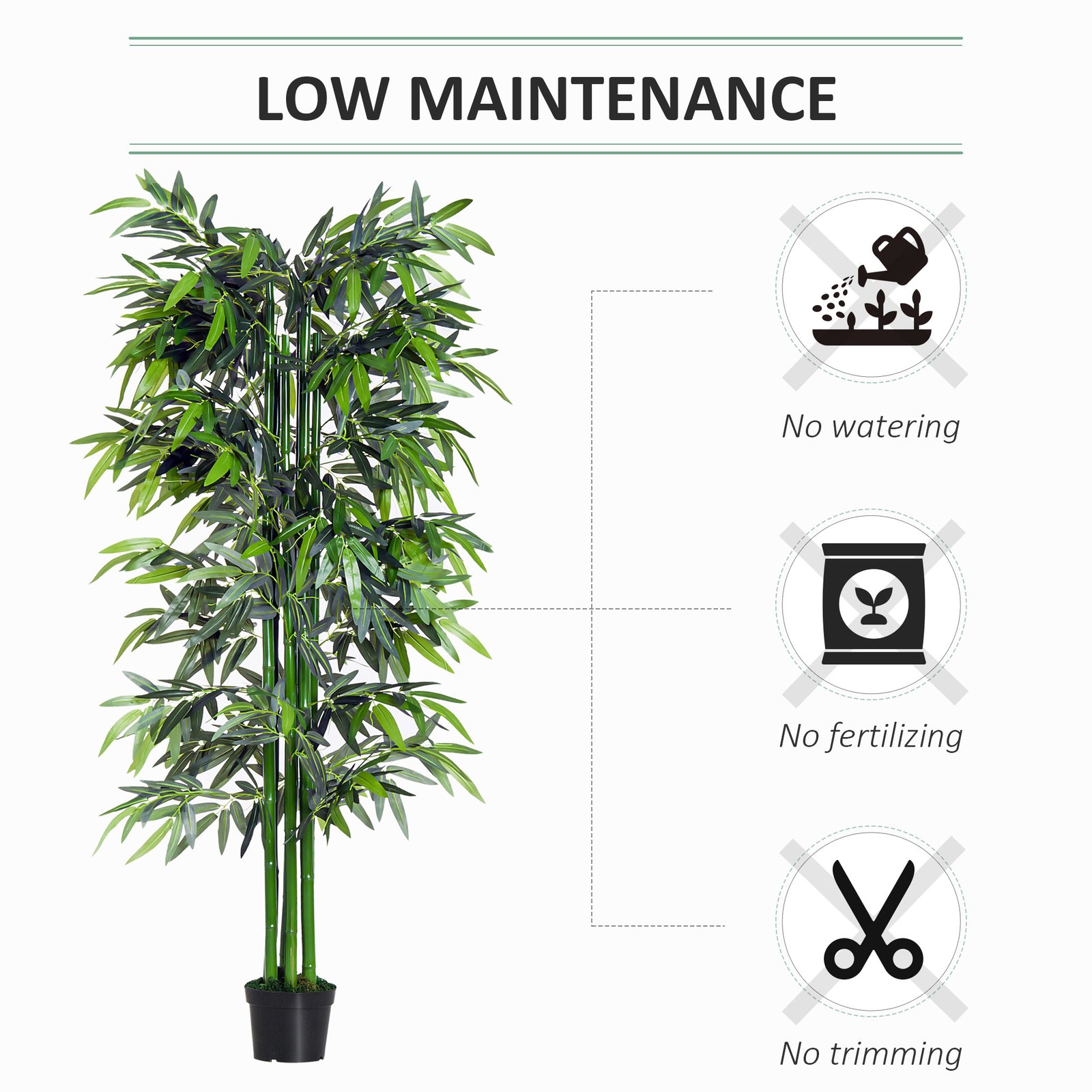 Outsunny Artificial Bamboo Tree Plant Greenary in a Pot 1.8M for Home or Office