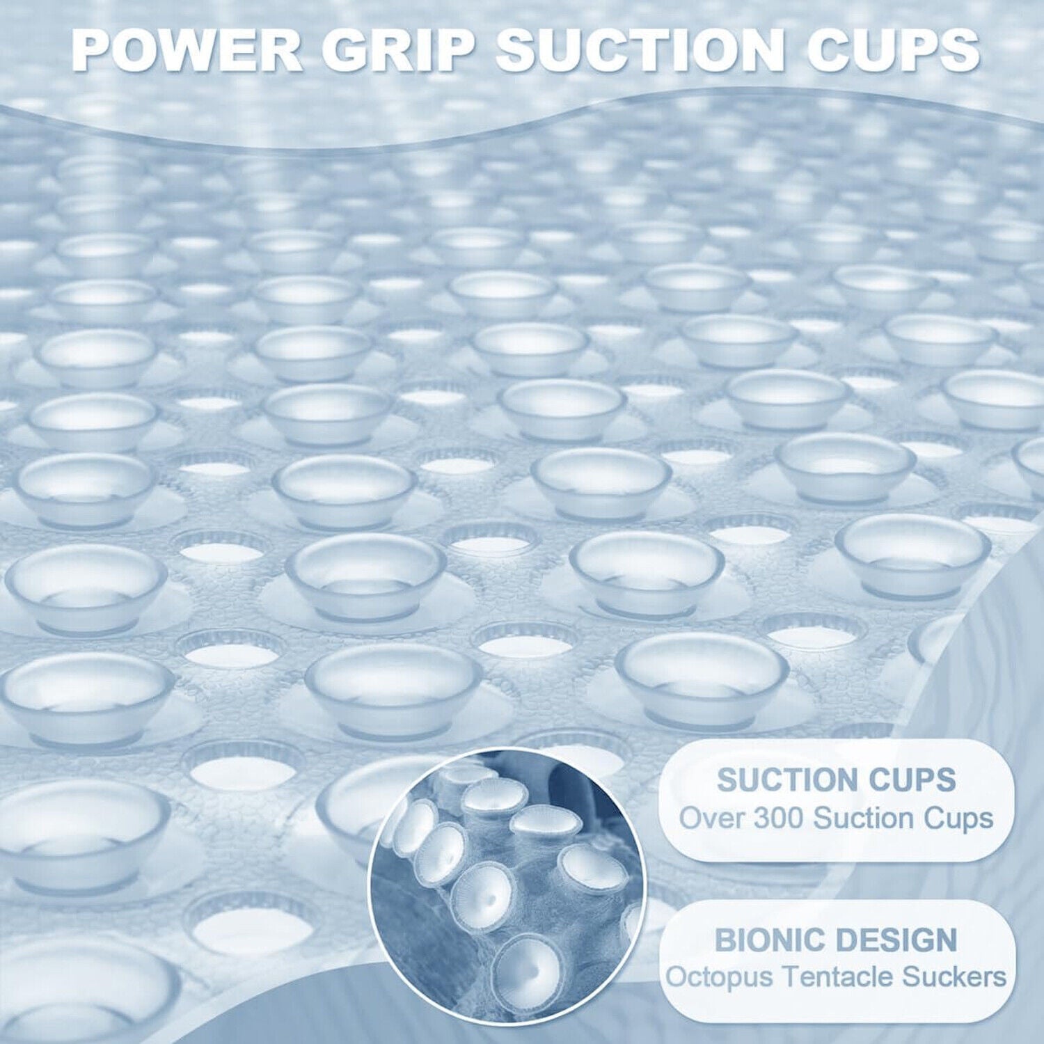 Extra Large Non Slip Bath Mat Bathtub Strong Suction Anti-Mold Rubber Shower Mat