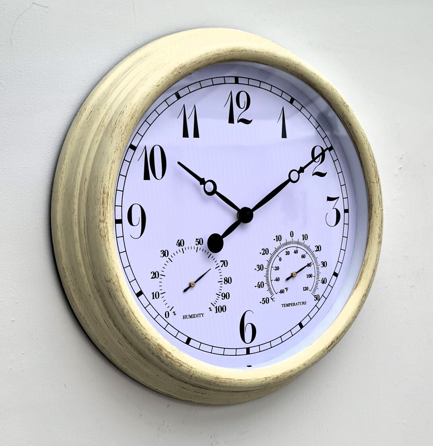 Garden Station Wall Clock with Thermometer Humitity Indoor Outdoor Roman 38Cm