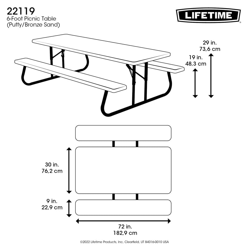 Outdoor Furnitures 6-Foot Classic Folding Picnic Table