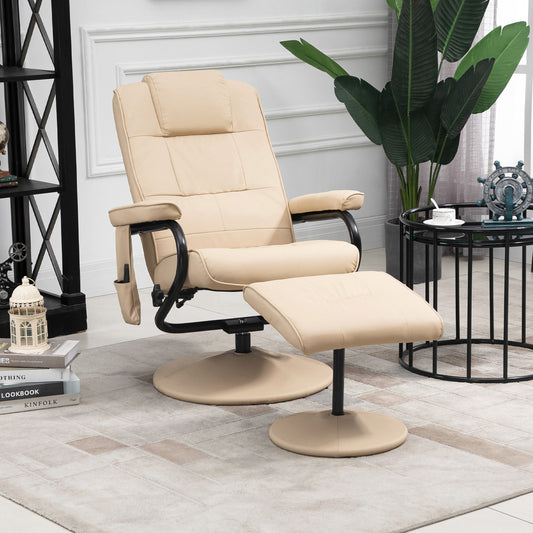 Freestanding Living Room Chair with High Density Cushion and Footrest Beige