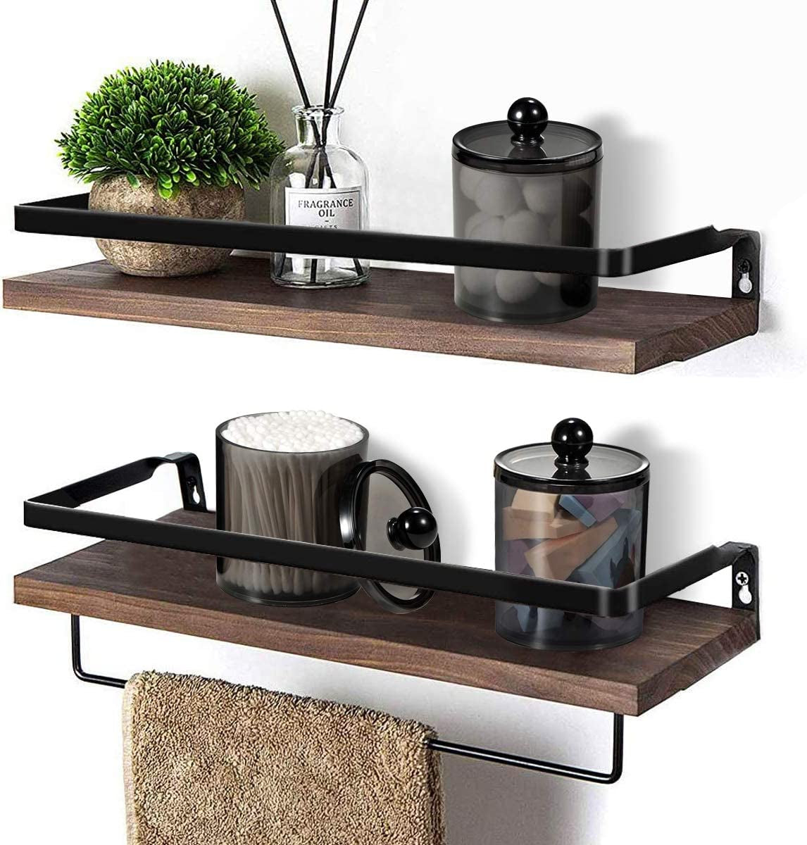 6 Pack Qtip Dispenser Apothecary Jars Bathroom with Labels - Qtip Holder Storage Canister Clear Plastic Acrylic Jar for Cotton Ball,Cotton Swab,Cotton Rounds,Floss Picks, Hair Clips (Black)