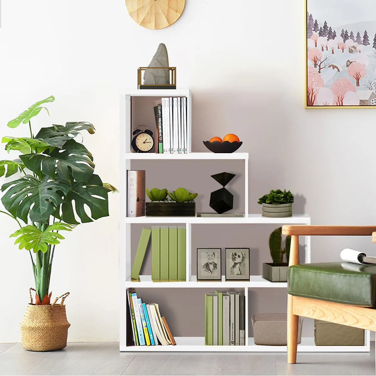 6-Cube Ladder Bookcase for Living Room Study Office