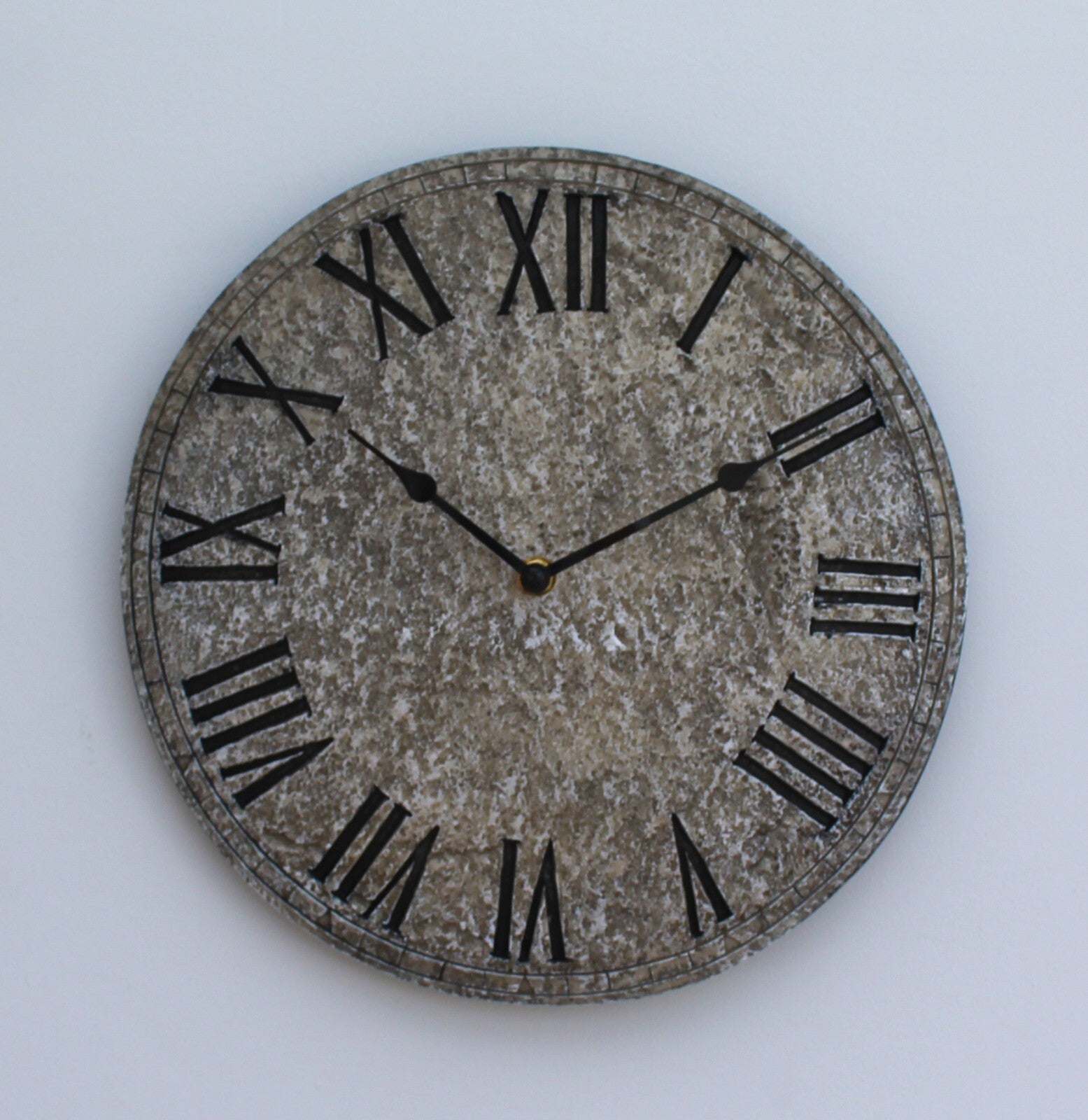 Wall Clock Garden Station Ornament Outdoor Stone Effect 12 Inch
